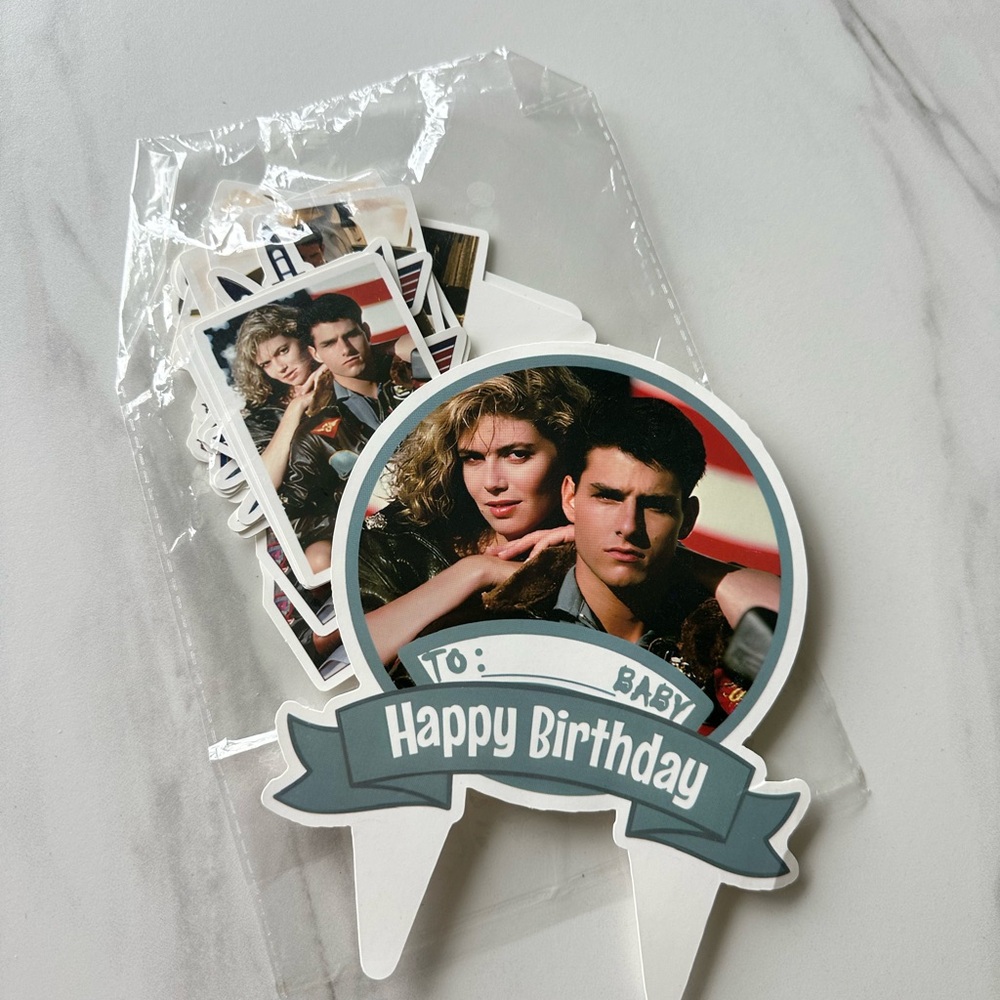Happy Birthday Cake Topper - Blue "Happy Birthday" Banner